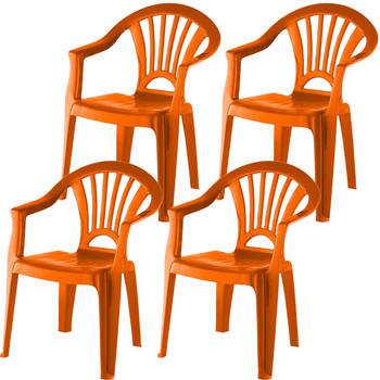 4x stuks kunststof oranje kinderstoeltjes 37 x 31 x 51 cm - Kinderstoelen