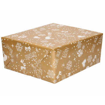 3x Rollen inpakpapier/cadeaupapier Kerst goud/zilveren print 250 x 70 cm luxe kwaliteit - Cadeaupapier