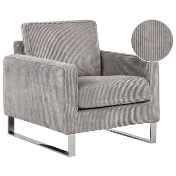 Beliani VIND - Fauteuil-Grijs-Corduroy