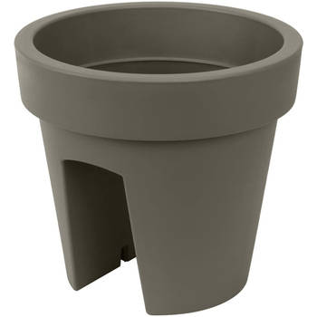 Prosperplast Bloempot/plantenpot - taupe - kunststof - D25 cm - 5 liter - geschikt voor een balkon - Plantenpotten