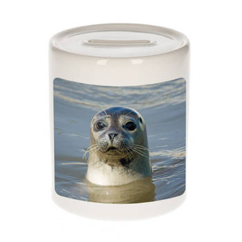 Foto grijze zeehond spaarpot 9 cm - Cadeau zeehonden liefhebber - Spaarpotten