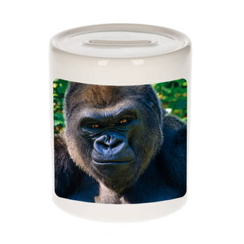 Foto stoere gorilla spaarpot 9 cm - Cadeau gorilla apen liefhebber - Spaarpotten