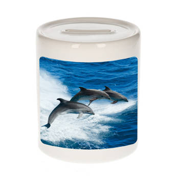 Foto dolfijn groep spaarpot 9 cm - Cadeau dolfijnen liefhebber - Spaarpotten