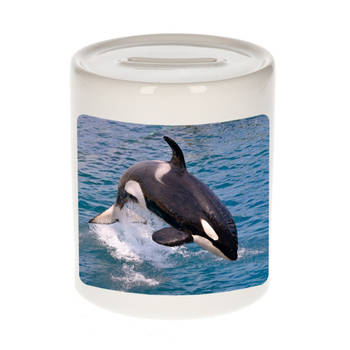 Foto grote orka spaarpot 9 cm - Cadeau orka walvissen liefhebber - Spaarpotten