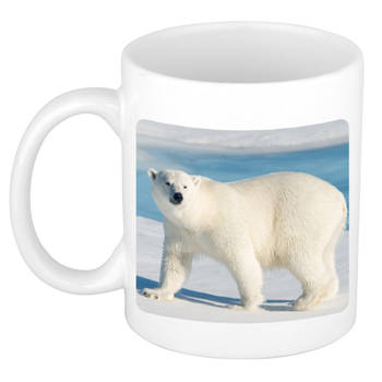 Foto mok witte ijsbeer mok / beker 300 ml - Cadeau ijsberen liefhebber - feest mokken