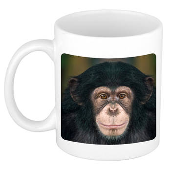 Foto mok leuke chimpansee mok / beker 300 ml - Cadeau apen liefhebber - feest mokken