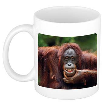 Foto mok gekke orangoetan mok / beker 300 ml - Cadeau apen liefhebber - feest mokken