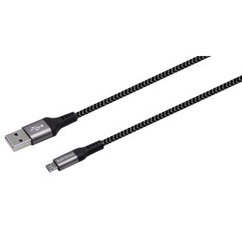 Philips USB Kabel 2.0 - DLC5204U/00 - USB-A - Micro USB - Lengte: 1,2 Meter - Nylon - Zwart