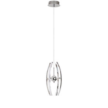 LED Hanglamp - Hangverlichting - Optra - 12W - Natuurlijk Wit 4000K - 1-lichts - Mat Chroom - Aluminium