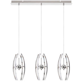 LED Hanglamp - Hangverlichting - Optra - 36W - Natuurlijk Wit 4000K - 3-lichts - Mat Chroom - Aluminium