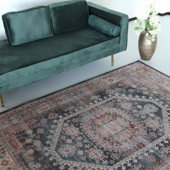 Vloerkleed vintage 160x220cm rood blauw perzisch oosters tapijt