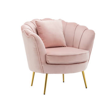 Fauteuil zitbank 1 persoons belle velvet roze bankje