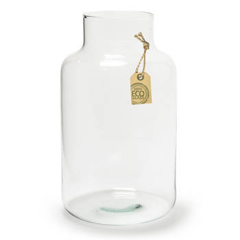 Transparante Eco melkbus vaas/vazen van glas 25 x 14.5 cm - Vazen
