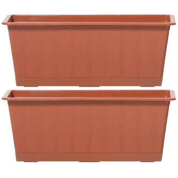 2x Terracotta kunststof Agro plantenbakken/bloembakken 40 cm - Plantenbakken