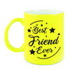 Best Friend Ever cadeau mok / beker neon geel 330 ml - feest mokken