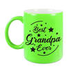 Best Grandpa Ever cadeau mok / beker neon groen 330 ml - kado voor opa - feest mokken