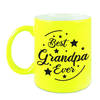 Best Grandpa Ever cadeau mok / beker neon geel 330 ml - kado voor opa - feest mokken