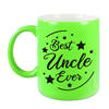 Best Uncle Ever cadeau mok / beker neon groen 330 ml - verjaardag / bedankje - kado oom - feest mokken