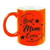 Best Mom Ever cadeau mok / beker neon oranje 330 ml - cadeau mama Moederdag / verjaardag - feest mokken