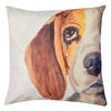 Clayre & Eef Kussenhoes 43*43 cm Bruin, Geel, Wit Polyester Vierkant Hond Sierkussenhoes Kussen hoes Bruin