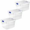 3x stuks opslagboxen/bakken/organizers met deksel 25 liter 42 x 36 x 25 cm transparant - Opbergbox