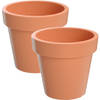 2x Kunststof bloempotten/plantenpotten 25 cm terracotta - Plantenpotten