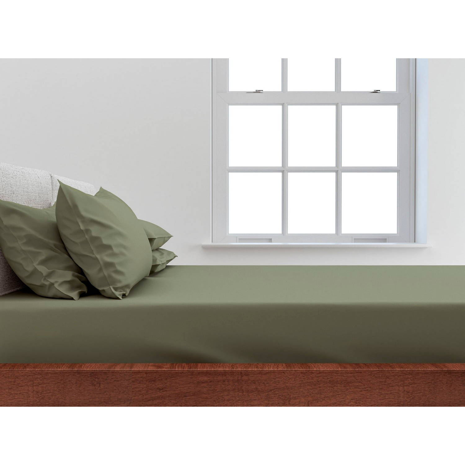 ZO! Home Satinado katoen/satijn hoeslaken groen - eenpersoons (90x200) - luxe uitstraling - perfect passend