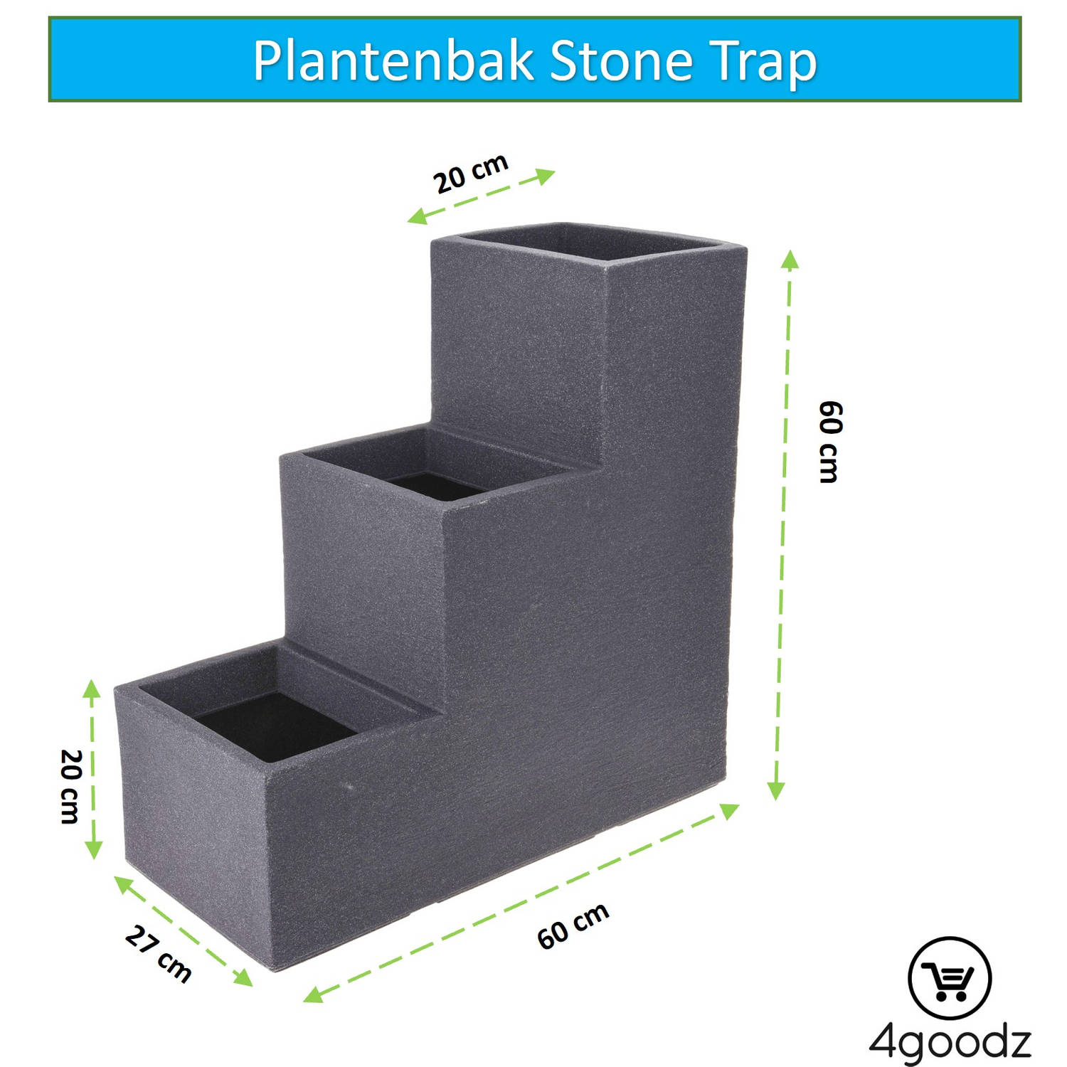 Injectie Verder Typisch 4gardenz Stone Trapsgewijs Plantenbak voor Buiten 27x60x60 cm - grijs |  Blokker