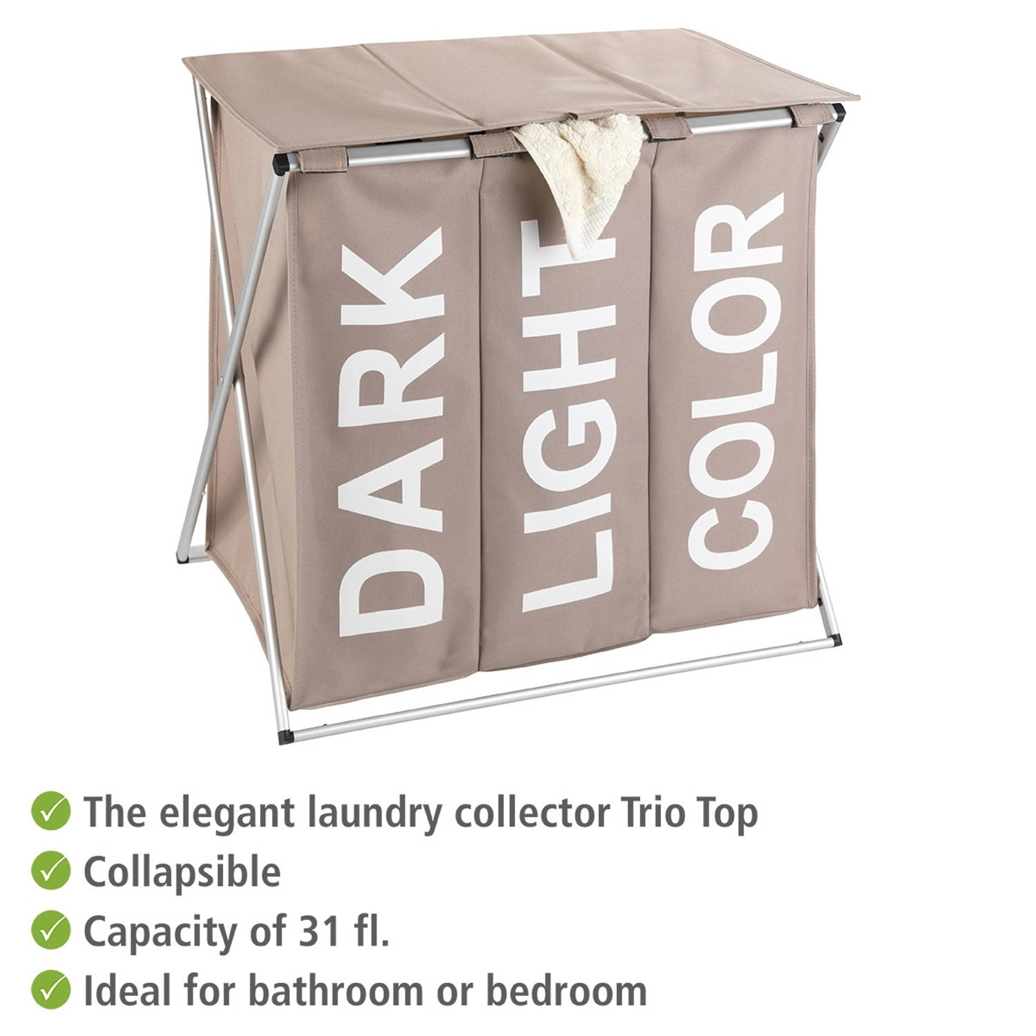 wasmand Trio Top x 38 cm polyester taupe Blokker