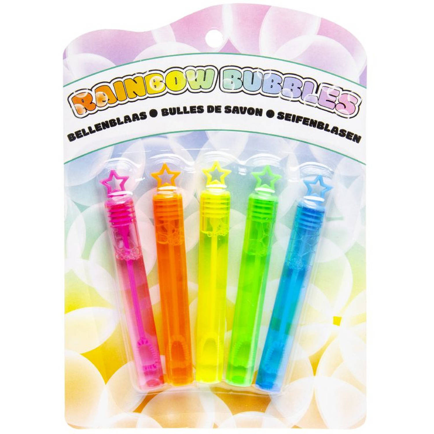 LG-Imports bellenblaas Rainbow Bubbles junior 10 cm 5-delig