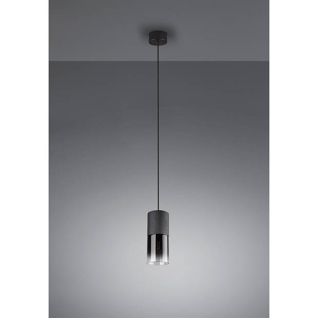 LED Hanglamp - Trion Borin - E27 Fitting - Rond - Mat Zwart - Aluminium