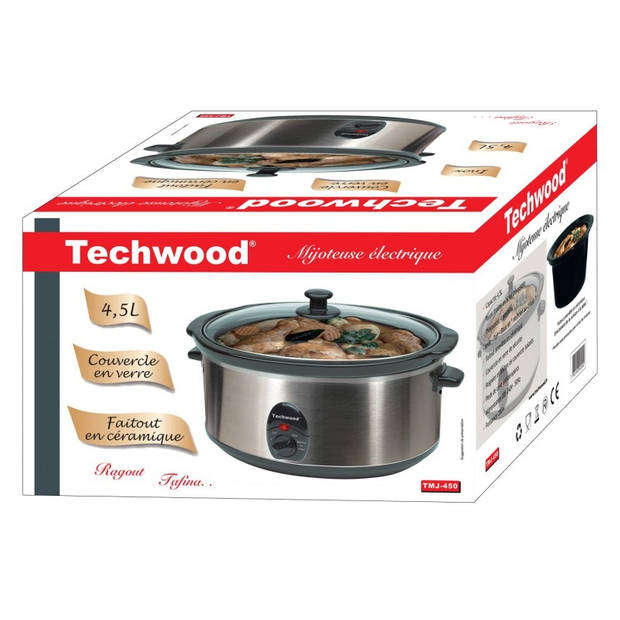 Techwood rvs elektrische slowcooker 4.5 l