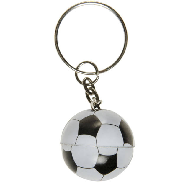 LG-Imports sleutelhanger voetbal jongens 2,5 cm wit/zwart