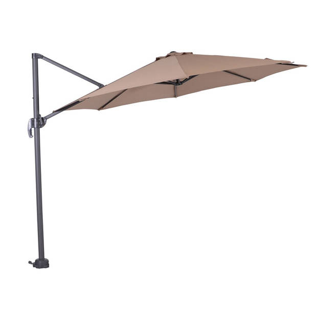 Garden Impressions Hawaii zweefparasol S Ø300 - donker grijs/taupe met 60 kg parasolvoet en parasolhoes