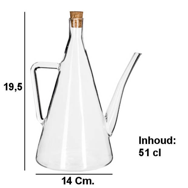 Decopatent® Olie of Azijn fles glas - Met Schenktuit - Handvat - Kurk