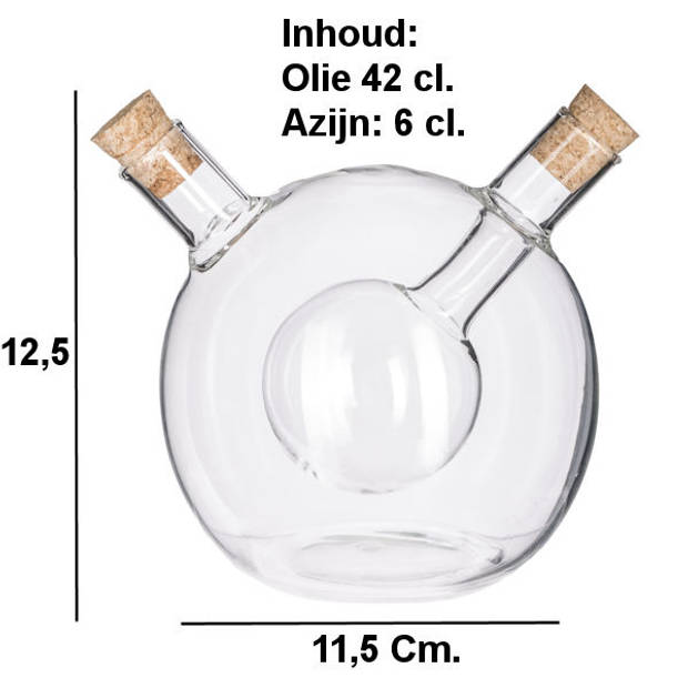 Decopatent® 2in1 Olie en Azijnstel glas - Bolvorm met kurken - Glazen