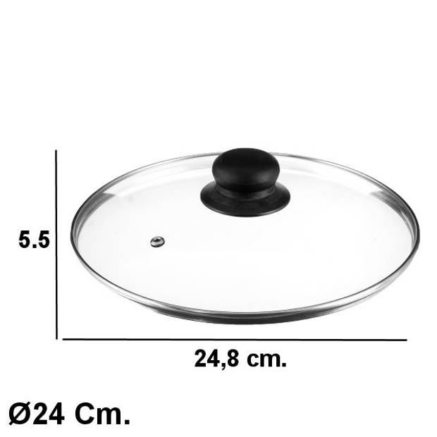 Decopatent® Universele Glazen Pan deksel - Ø24 cm - Ronde Pandeksel