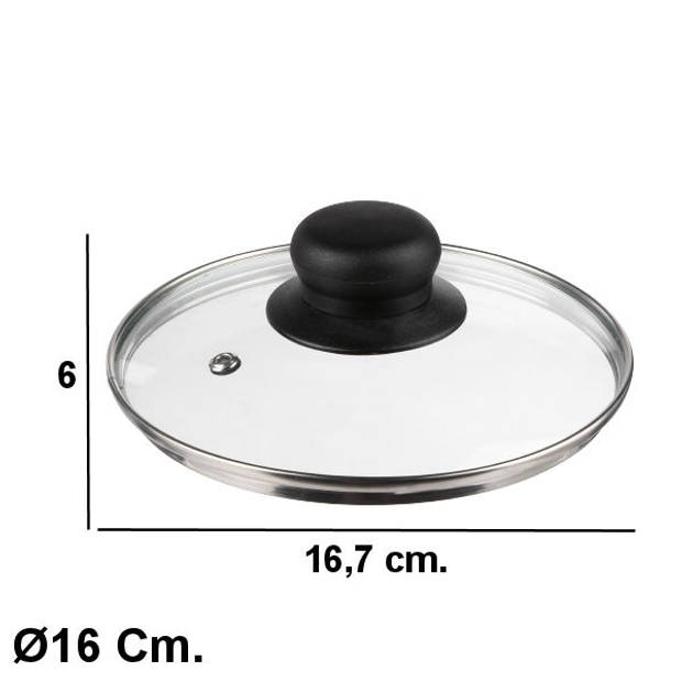 Decopatent® Universele Glazen Pan deksel - Ø16 cm - Ronde Pandeksel