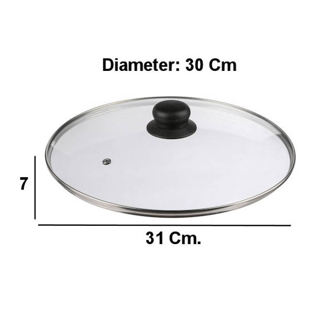 Decopatent® Universele Glazen Pan deksel - Ø30 cm - Ronde Pandeksel