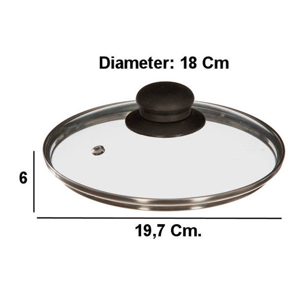 Decopatent® Universele Glazen Pan deksel - Ø18 cm - Ronde Pandeksel