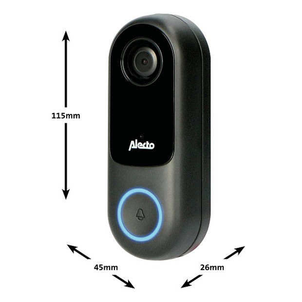 Smart wifi deurbel met camera, aan domotica koppelbaar, zwart