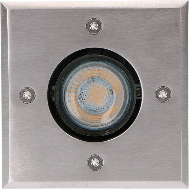 LED Grondspot - Sanola Aton - Inbouw - Vierkant - GU10 Fitting - Waterdicht IP67 - RVS Geborsteld