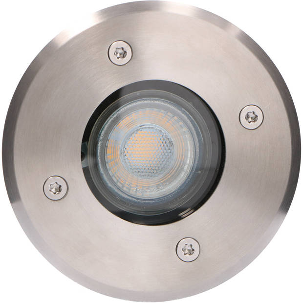 LED Grondspot - Sanola Aton - Inbouw - Rond - GU10 Fitting - Waterdicht IP67 - RVS Geborsteld
