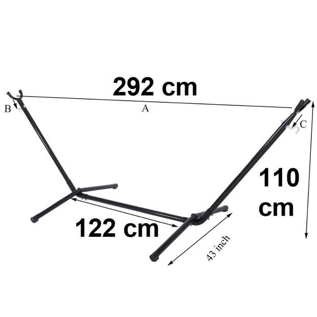 4gardenz® Straight Hangmatstandaard met Tafel - 292x122x110cm