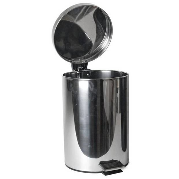 Toiletborstel houder zilver rvs 39 cm met pedaalemmer 3 liter - Badkameraccessoireset