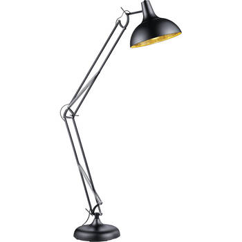 LED Vloerlamp - Trion Salvy - E27 Fitting - 1-lichts - Verstelbaar - Rond - Mat Zwart - Aluminium