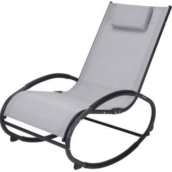 Comfortabele Schommelstoel met Nekkussen - 85x97x53 cm - Lichtgrijs