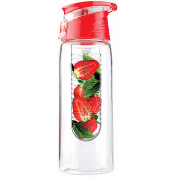 Asobu drinkfles Infuse Flavour 600 ml transparant/rood