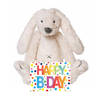 Kinder cadeau knuffel konijn met Happy birthday wenskaart - Knuffel huisdieren