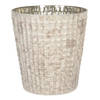 Clayre & Eef Theelichthouder Ø 13x14 cm Beige Glas Rond Waxinelichthouder Beige Waxinelichthouder